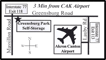 Map to Akron Canton Airport from Greensburg Park Self Storage